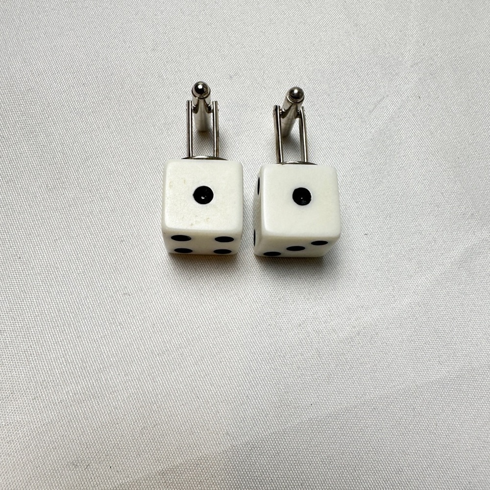 White Dice Cuff Links